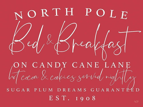 North Pole Bed And Breakfast White Modern Wood Framed Art Print with Double Matting by Lux + Me Designs