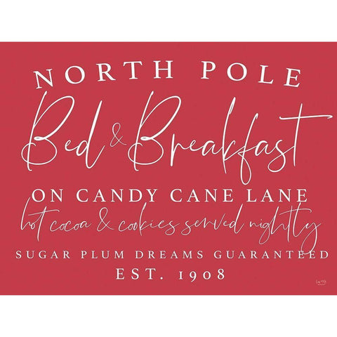 North Pole Bed And Breakfast Black Modern Wood Framed Art Print with Double Matting by Lux + Me Designs