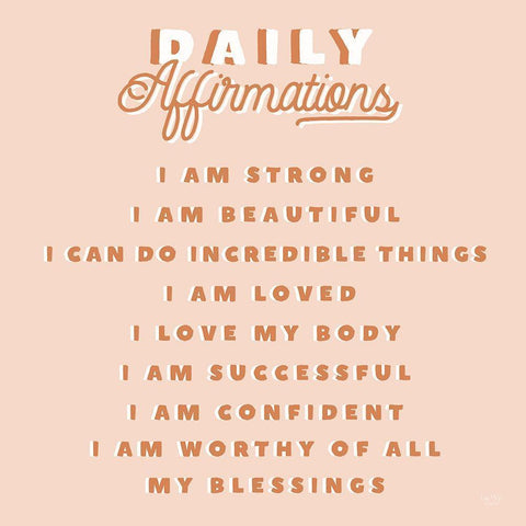 Daily Affirmations White Modern Wood Framed Art Print by Lux + Me Designs