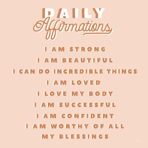 Daily Affirmations White Modern Wood Framed Art Print with Double Matting by Lux + Me Designs
