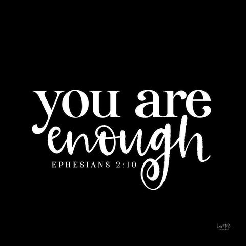 You Are Enough    White Modern Wood Framed Art Print with Double Matting by Lux + Me Designs