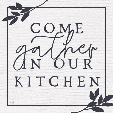 Come Gather in Our Kitchen Gold Ornate Wood Framed Art Print with Double Matting by Lux + Me Designs