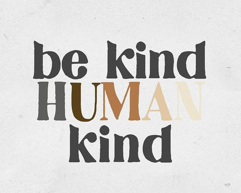 Be Kind Human Kind White Modern Wood Framed Art Print with Double Matting by Lux + Me Designs