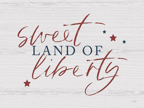 Sweet Land of Liberty I White Modern Wood Framed Art Print with Double Matting by Lux + Me Designs