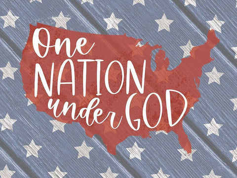 One Nation Under God White Modern Wood Framed Art Print with Double Matting by Lux + Me Designs