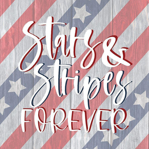 Stars and Stripes Forever I Gold Ornate Wood Framed Art Print with Double Matting by Lux + Me Prints