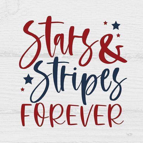 Stars and Stripes Forever II White Modern Wood Framed Art Print by Lux + Me Designs