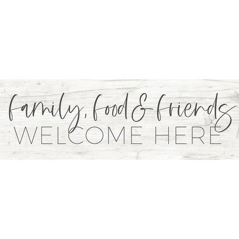 Family-Food And Friends Welcome Here Black Modern Wood Framed Art Print with Double Matting by Lux + Me Designs