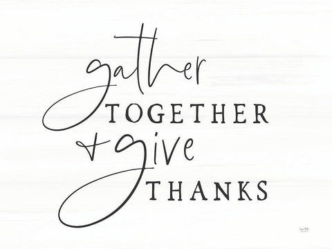 Gather Together And Give Thanks Black Ornate Wood Framed Art Print with Double Matting by Lux + Me Designs