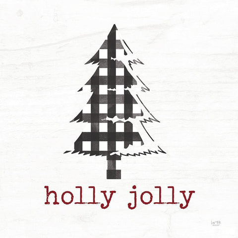 Holly Jolly Tree  White Modern Wood Framed Art Print with Double Matting by Lux + Me Designs