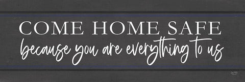 Come Home Safe - Police Black Ornate Wood Framed Art Print with Double Matting by Lux + Me Designs