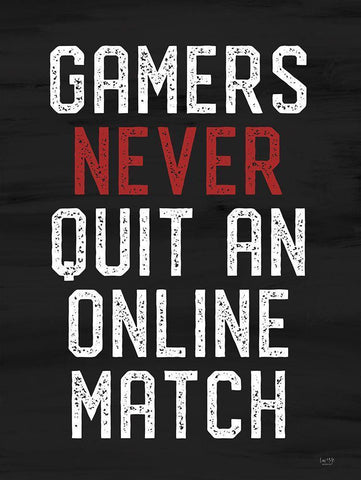 Gamers Never Quit White Modern Wood Framed Art Print with Double Matting by Lux + Me Designs