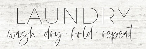 Laundry - Wash, Dry, Fold, Repeat Black Ornate Wood Framed Art Print with Double Matting by Lux + Me Designs