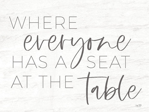 Everyone Has a Seat at the Table White Modern Wood Framed Art Print with Double Matting by Lux + Me Designs