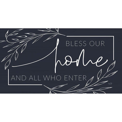 Bless Our Home and All Who Enter White Modern Wood Framed Art Print by Lux + Me Designs