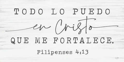 Philippians 4:13 Spanish    White Modern Wood Framed Art Print with Double Matting by Lux + Me Designs