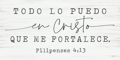 Philippians 4:13 Spanish    Black Ornate Wood Framed Art Print with Double Matting by Lux + Me Designs