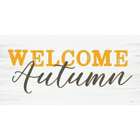 Welcome Autumn Gold Ornate Wood Framed Art Print with Double Matting by Lux + Me Designs