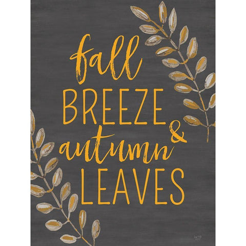 Fall Breeze And Autumn Leaves Black Modern Wood Framed Art Print with Double Matting by Lux + Me Designs