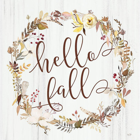 Hello Fall Black Modern Wood Framed Art Print with Double Matting by Lux + Me Designs