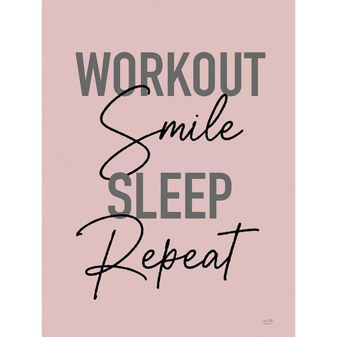 Workout-Smile-Sleep-Repeat White Modern Wood Framed Art Print by Lux + Me Designs