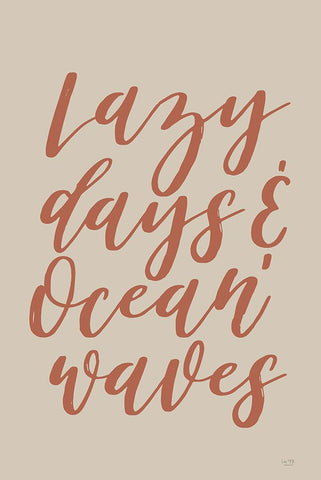 Lazy Days And Ocean Waves White Modern Wood Framed Art Print with Double Matting by Lux + Me Designs