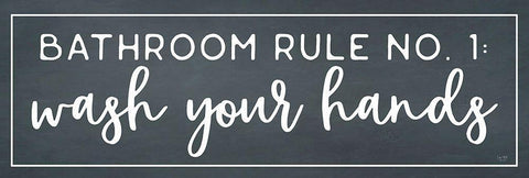 Bathroom Rule No. 1 White Modern Wood Framed Art Print with Double Matting by Lux + Me Designs