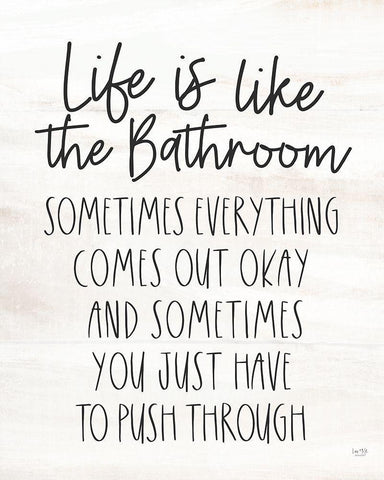 Life is Like the Bathroom Black Ornate Wood Framed Art Print with Double Matting by Lux + Me Designs