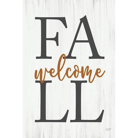 Welcome Fall Gold Ornate Wood Framed Art Print with Double Matting by Lux + Me Designs