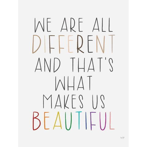 We Are All Different White Modern Wood Framed Art Print by Lux + Me Designs