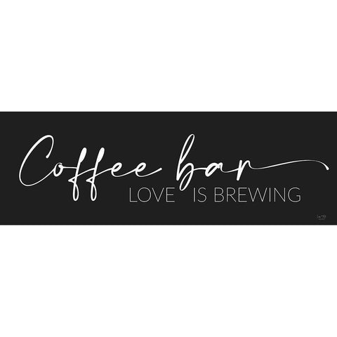 Coffee Bar - Love is Brewing White Modern Wood Framed Art Print by Lux + Me Designs