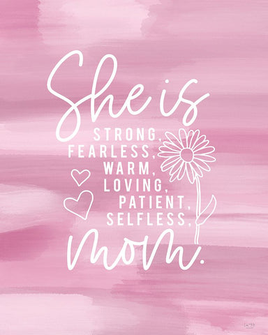 She is Mom White Modern Wood Framed Art Print with Double Matting by Lux + Me Designs