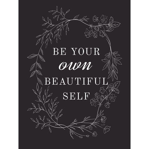 Be Your Own Beautiful Self Black Modern Wood Framed Art Print with Double Matting by Lux + Me Designs