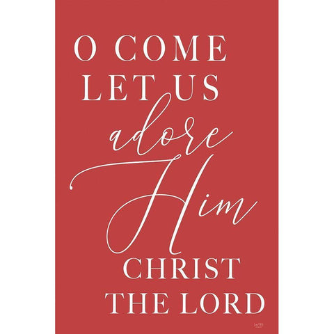 O Come Let Us Adore Him    White Modern Wood Framed Art Print by Lux + Me Designs