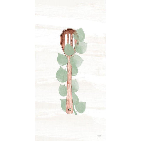 Kitchen Utensils - Slotted Spoon Gold Ornate Wood Framed Art Print with Double Matting by Lux + Me Designs