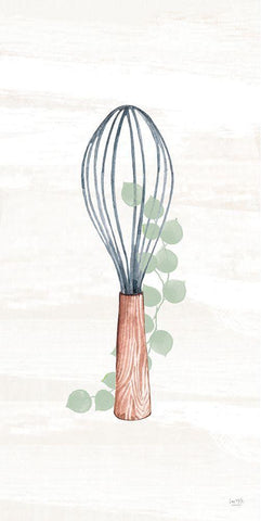 Kitchen Utensils - Wooden Whisk White Modern Wood Framed Art Print with Double Matting by Lux + Me Designs