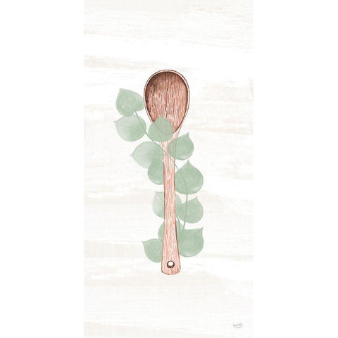 Kitchen Utensils - Wooden Spoon White Modern Wood Framed Art Print by Lux + Me Designs
