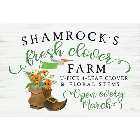 Shamrocks Fresh Clover Farm White Modern Wood Framed Art Print by Lux + Me Designs