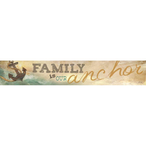 Family is Our Anchor Gold Ornate Wood Framed Art Print with Double Matting by Rae, Marla