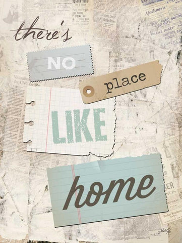 Theres No Place Like Home White Modern Wood Framed Art Print with Double Matting by Rae, Marla