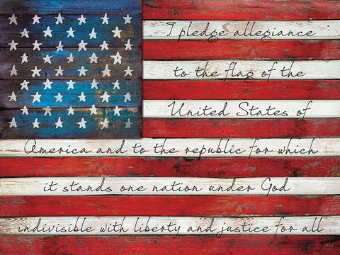 Pledge of Allegiance Black Ornate Wood Framed Art Print with Double Matting by Rae, Marla