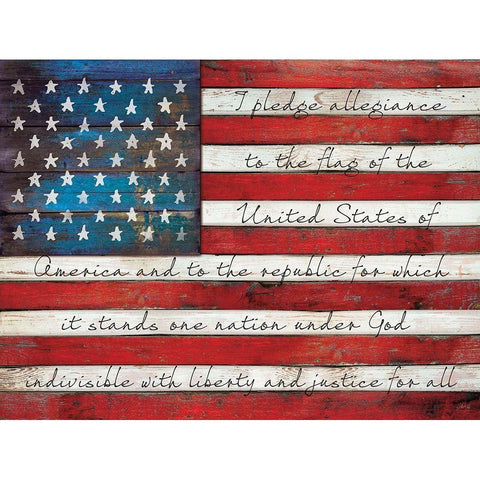 Pledge of Allegiance White Modern Wood Framed Art Print by Rae, Marla