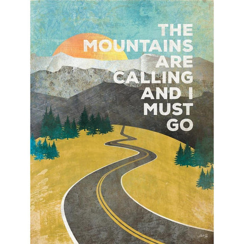 The Mountains are Calling Black Modern Wood Framed Art Print with Double Matting by Rae, Marla