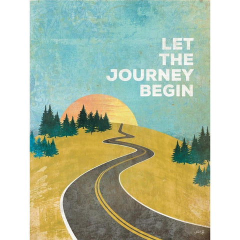 Let the Journey Begin Black Modern Wood Framed Art Print by Rae, Marla