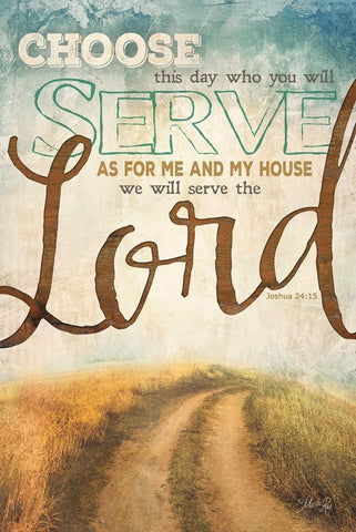 Serve the Lord White Modern Wood Framed Art Print with Double Matting by Rae, Marla