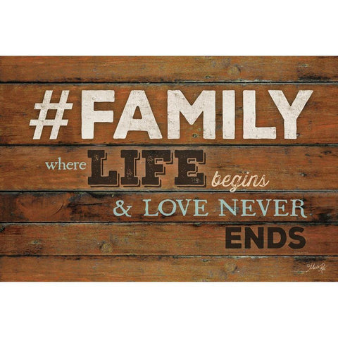 FAMILY - Where Life Begins Black Modern Wood Framed Art Print with Double Matting by Rae, Marla