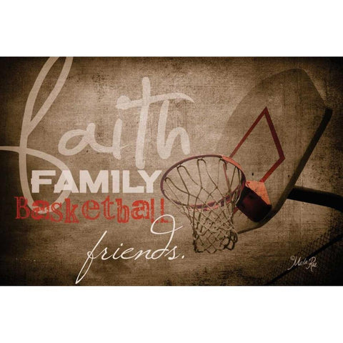 Faith, Family, Basketball Black Modern Wood Framed Art Print with Double Matting by Rae, Marla