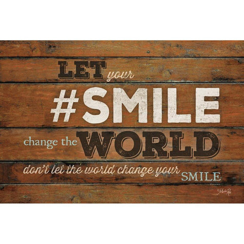 SMILE - Change the World Gold Ornate Wood Framed Art Print with Double Matting by Rae, Marla