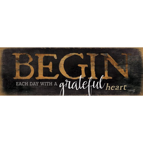 Begin Each Day White Modern Wood Framed Art Print by Rae, Marla