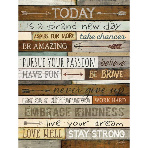 Today is a Brand New Day White Modern Wood Framed Art Print by Rae, Marla